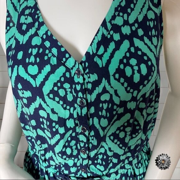 GEOMETRIC Sleeveless Maxi Dress by Gap in Green and Blue Size Medium - Picture 10 of 14